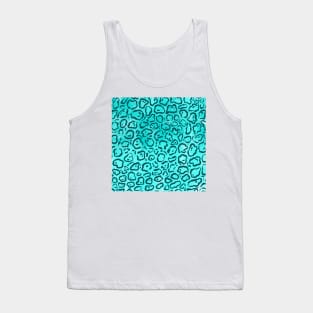 Aqua Watercolor wild cat pattern Tank Top